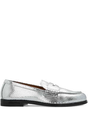 DSQUARED2 snakeskin-effect loafers - Silver