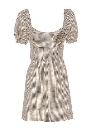 Elisabetta Franchi puff-sleeve polka dot dress - Neutrals
