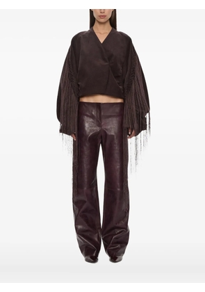 Christopher Esber corduroy cocoon fringed jacket - Brown