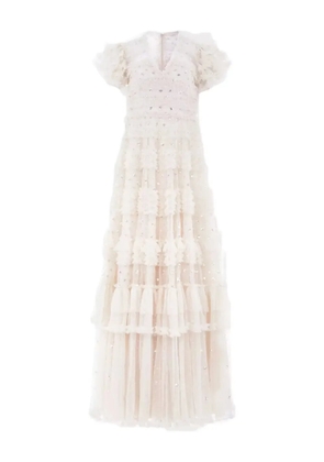 Needle & Thread Vivian sequin ruffled dress - White