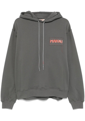 Marni logo-patch hoodie - Grey