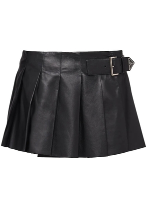 Prada pleated leather miniskirt - Black