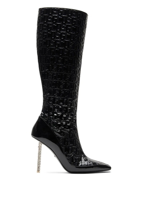 GCDS 100mm monogram-pattern leather boots - Black