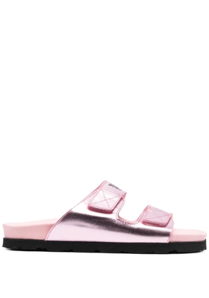 Palm Angels logo-print leather flat sandals - Pink