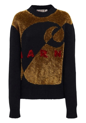 Marni logo print knitted sweater - Blue