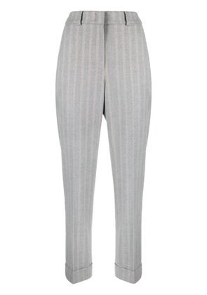 Peserico striped tapered-leg cropped trousers - Grey