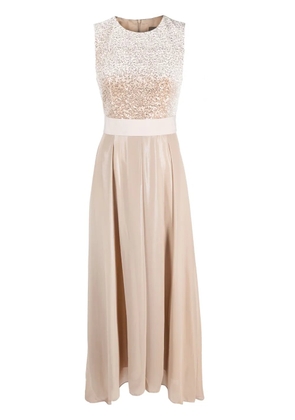 Peserico sequin-embellished flared long dress - Neutrals