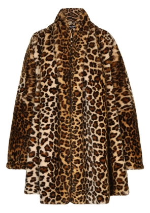 Dolce & Gabbana KIM DOLCE&GABBANA leopard-print faux-fur cape - Brown