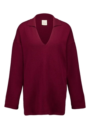 PAULA plunge-collar sweater - Red