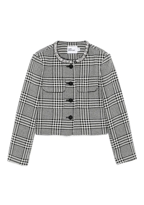 Self-Portrait embellished-collar houndstooth jacket - Black