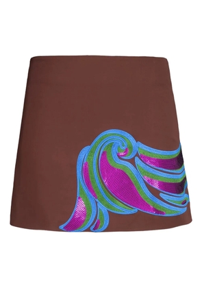 PAULA embroidered mini skirt - Brown