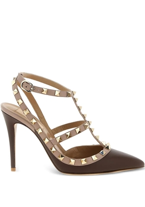 Valentino Garavani 100mm Rockstud Caged leather pumps - Brown