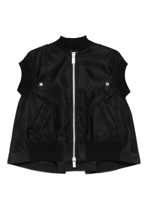 sacai zip-up gilet - Black