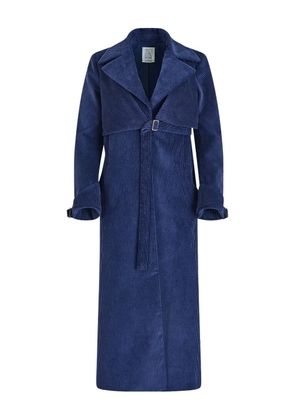Rosie Assoulin Yipee Ki-Yay corduroy belted trench coat - Blue