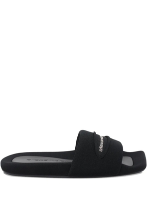 Alexander Wang logo squared-toe slides - Black