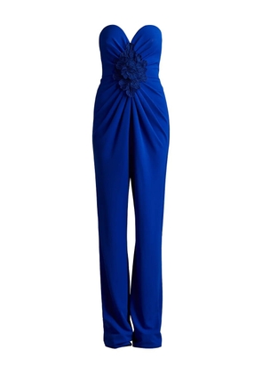 Tadashi Shoji strapless flower-embellished jumpsuit - Blue