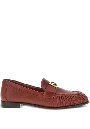 FENDI curled metal detail baguette loafers - Brown
