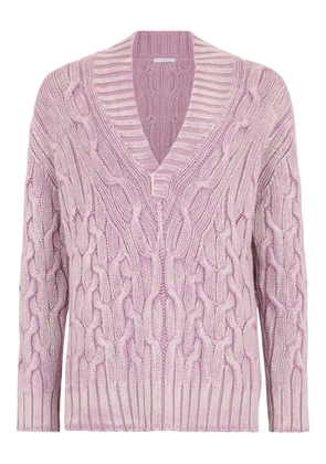 Malo cable-knit V-neck sweater - Purple