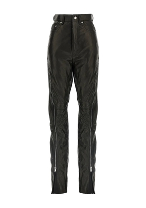 Rick Owens Bolan Banana zip-detail high-waisted leather trousers - Black