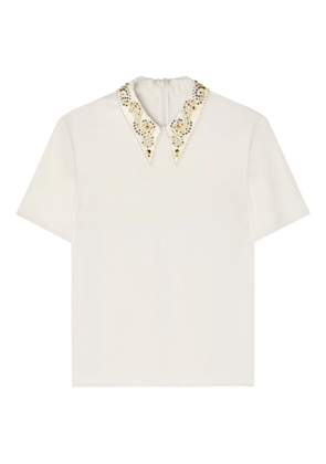 Versace embellished-collar short-sleeve top - Neutrals