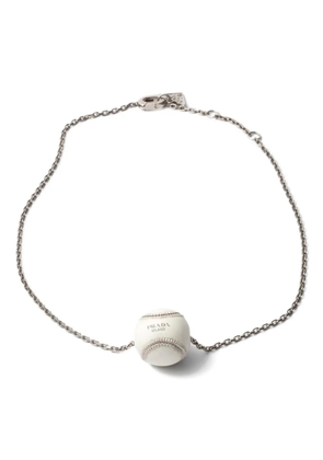 Prada baseball-pendant necklace - White