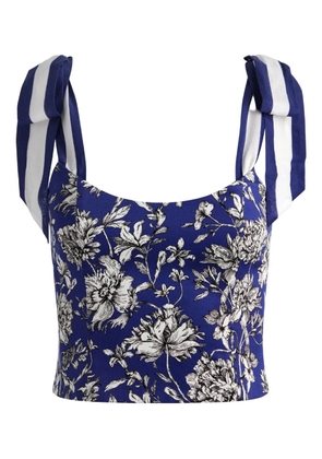 alice + olivia Blanca floral-print tie-shoulder top - Blue