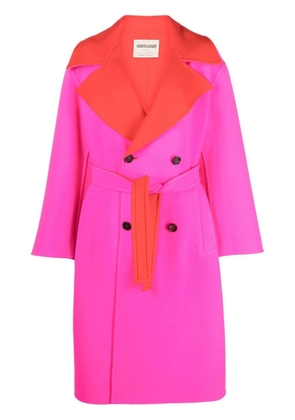 Roberto Cavalli colour-block double-breasted coat - Pink