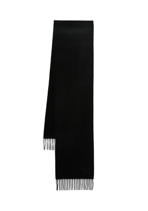 Max Mara embroidered-logo cashmere scarf - Black