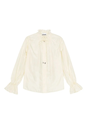 GANNI ruffled-cuff blouse - Neutrals