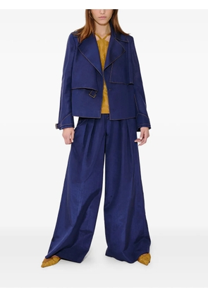 Rosie Assoulin ridged moiré belted jacket - Blue