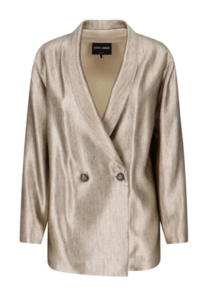 Giorgio Armani double-breasted silk blazer - Neutrals