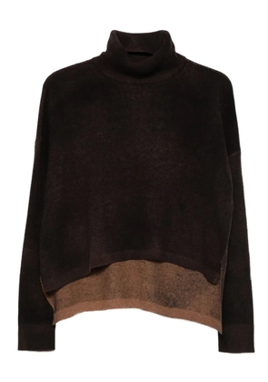 base turtleneck layered sweater - Brown