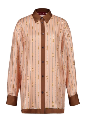 Gucci horsebit stripe silk shirt - Pink