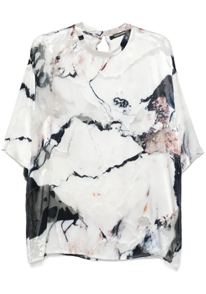 Roberto Cavalli marble-print blouse - White