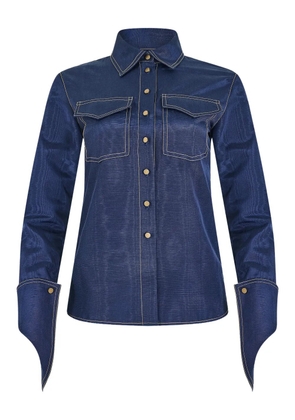 Rosie Assoulin cuff button ridged top - Blue