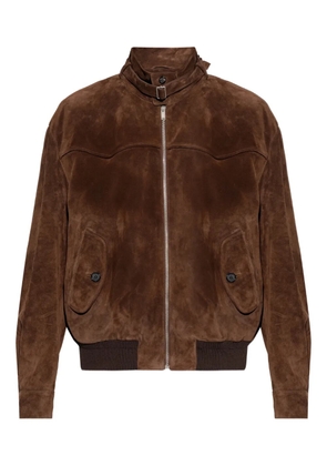 Alexander McQueen zip-up leather jacket - Brown