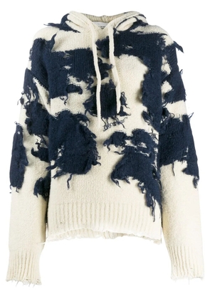 Off-White patch-detail knitted hoodie - Blue