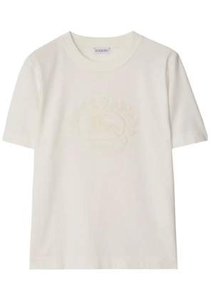 Burberry logo-embroidered cotton T-shirt - Neutrals