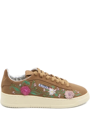Autry floral-embroidered Dallas sneakers - Brown