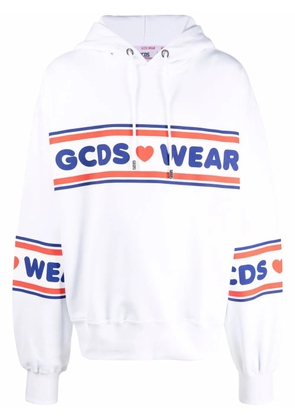 GCDS graphic-print cotton hoodie - White