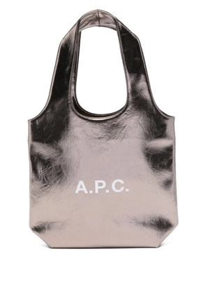 A.P.C. small Ninon metallic logo tote bag - Silver