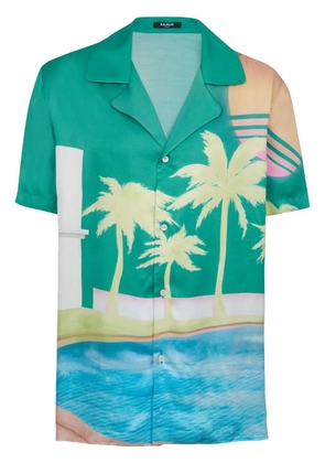 Balmain graphic-print satin shirt - Green