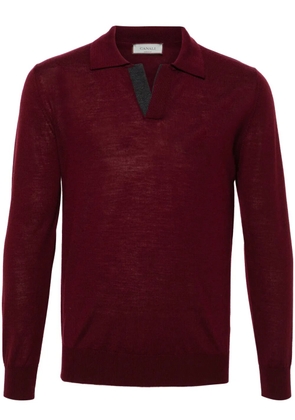 Canali merino wool polo shirt - Red