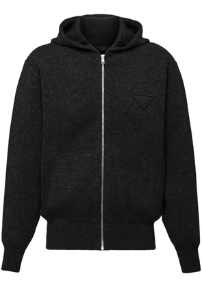 Prada cashmere knitted zip-up hoodie - Black