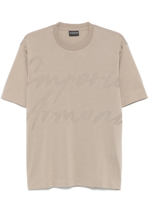Emporio Armani logo-jacquard T-shirt - Brown