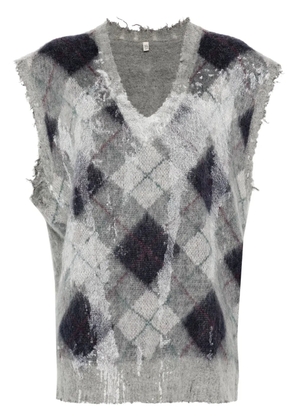 R13 argyle-knit vest - Grey