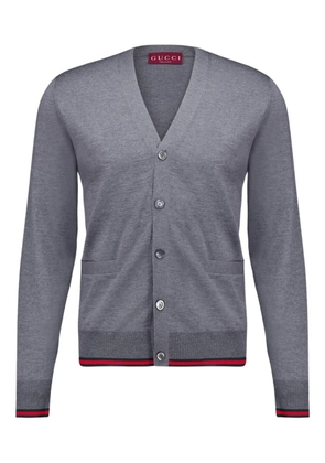 Gucci Web-detail wool cardigan - Grey