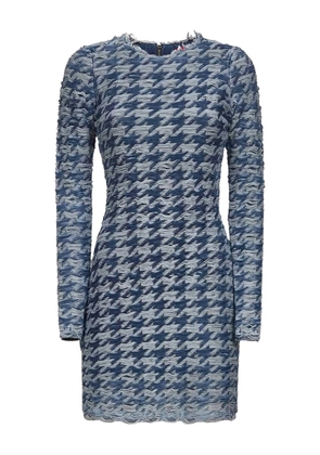 Diesel frayed-houndstooth mini dress - Blue
