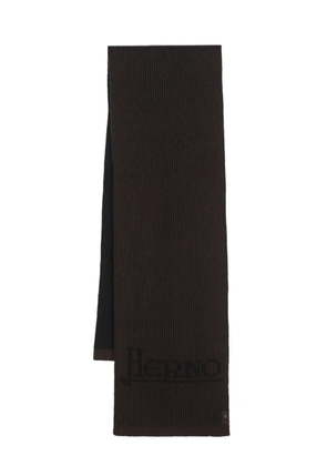 Herno intarsia-knit logo scarf - Brown