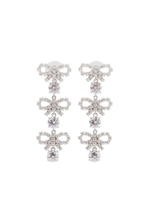 Self-Portrait mini Bow drop earrings - Silver